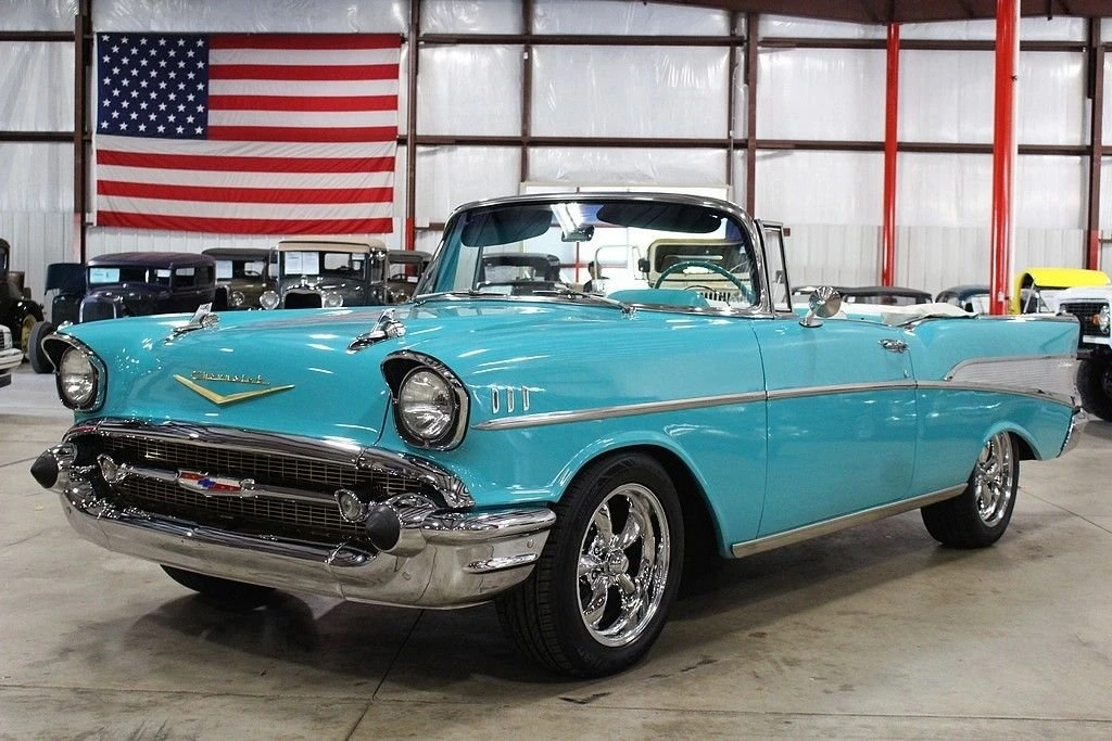 1957 Chevrolet Bel Air photographed in the showroom